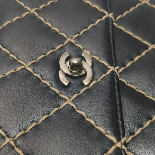 Chanel Wild Stitch Flap Black Leather with Stitching Detail 2000-2002