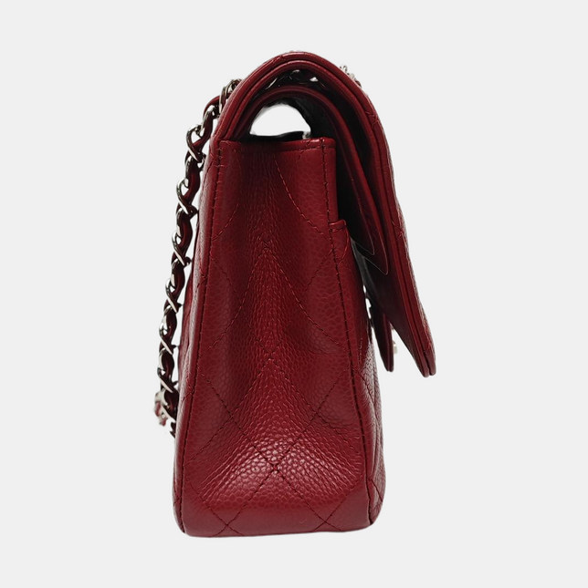 Chanel Classic Flap Medium 2008 Burgundy Caviar Leather Silver Hardware
