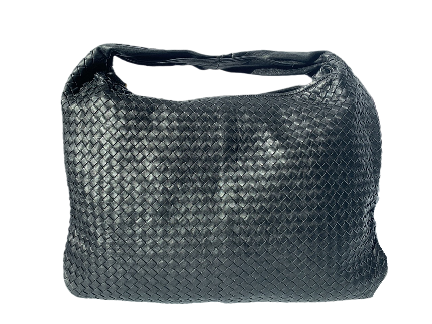 Sold Bottega Veneta Intrecciato Hobo Bag Large Black Lambskin leather-Luxbags