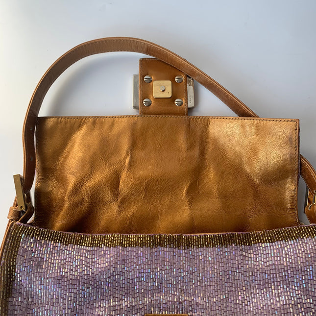 Sold FENDI Baguette Glitter beads Lilac