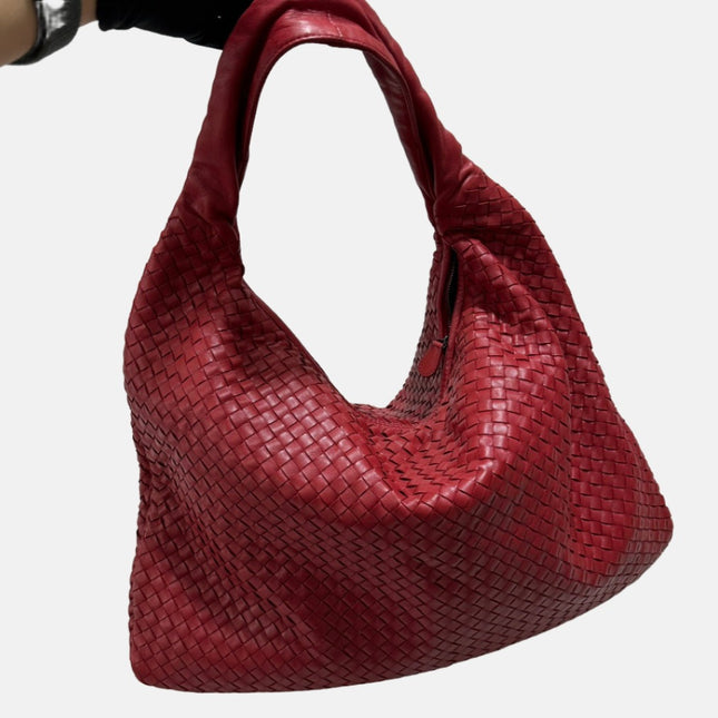 Bottega Veneta Hobo Bag Large Burgundy Red Lambskin leather 52cm-Luxbags