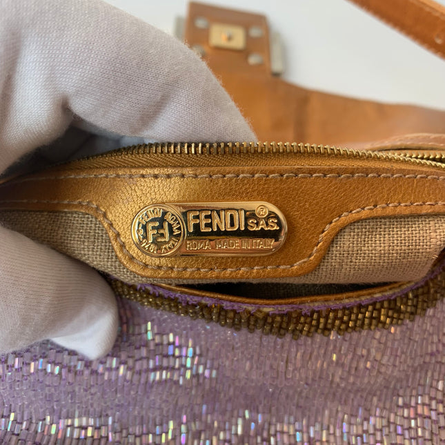 Sold FENDI Baguette Glitter beads Lilac