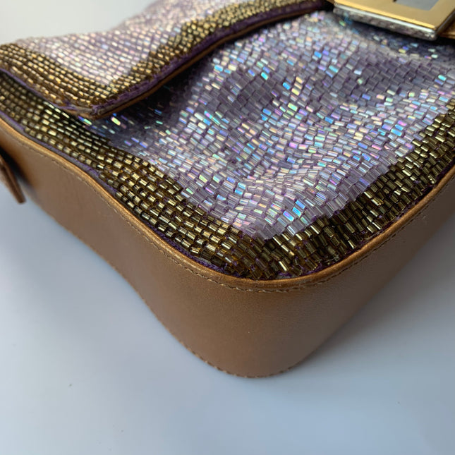 Sold FENDI Baguette Glitter beads Lilac