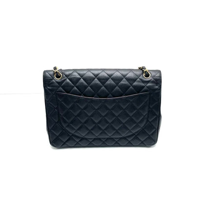 Chanel Classic Flap Maxi 2012 Black Caviar Leather Double Flap with Gold Hardware