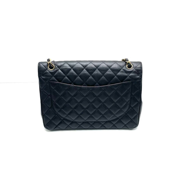 Chanel Classic Flap Maxi 2012 Black Caviar Leather Double Flap with Gold Hardware
