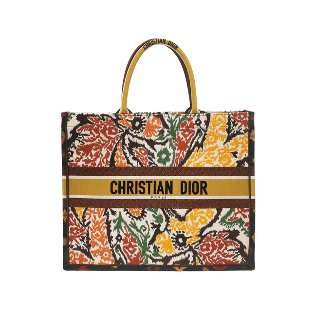 Sold Christian Dior Book Tote Large Multicolour Floral Motif Embroidered Handbag