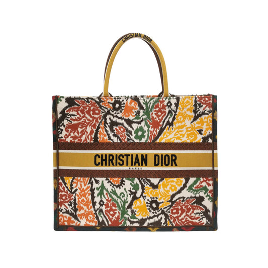 Christian Dior Book Tote Large Multicolour Floral Motif Embroidered Handbag