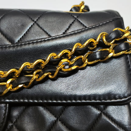 Chanel Classic Flap Vintage 1989 Black Lambskin Leather with 24k Gold Hardware