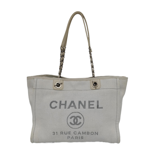 Chanel Deauville Tote Light Blue Denim Leather Trim Small 32cm-Luxbags