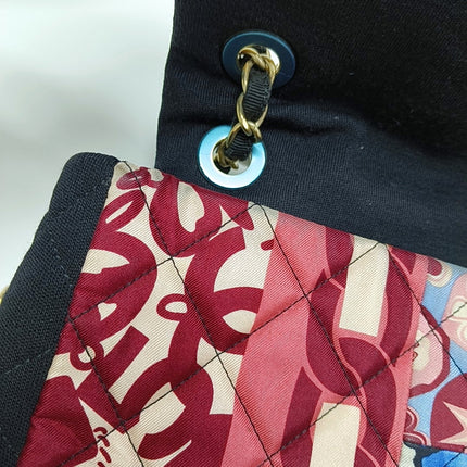 Chanel Jumbo Quilted Multicolor Patchwork Jersey Flap Bag