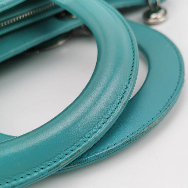 Sold Lady Dior Large Bag Teal Blue Lambskin Cannage Leather