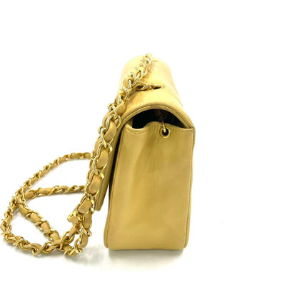 Chanel Diana CC Flap Bag Small Vintage Yellow Lambskin Leather with 24k Gold HW, 1991-1994