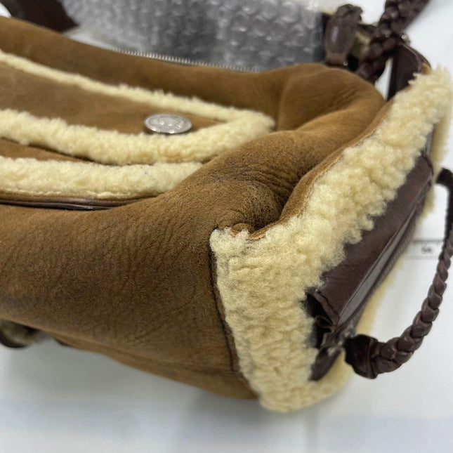 Dior Flight Medium Brown Shearling Leather Shoulder Bag