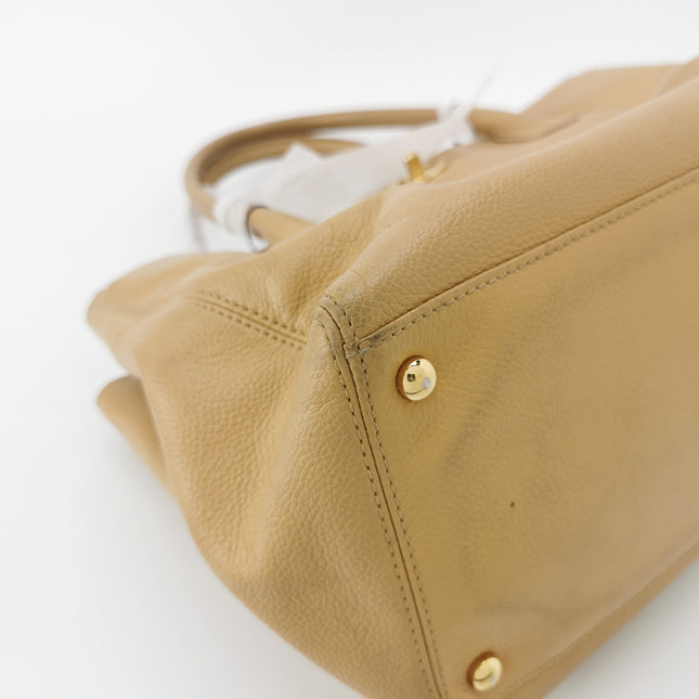 Chanel Cerf Executive Medium Beige Leather Handbag 35cm