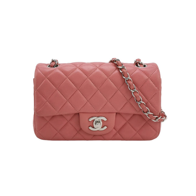 Chanel Classic Flap Mini 2016 Pink Lambskin Leather Silver Hardware