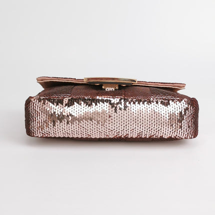 Fendi Baguette Mini Pink Glitter Sequins Valentine's Special Crossbody Bag