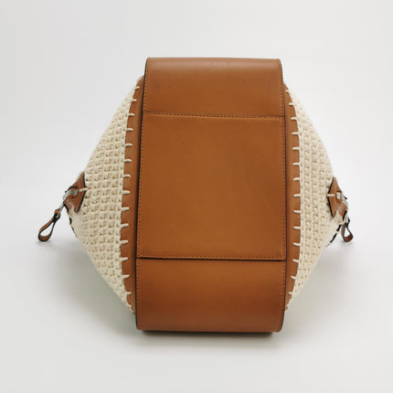 Loewe Hammock Small Brown Leather Knit Top Handle Crossbody Bag