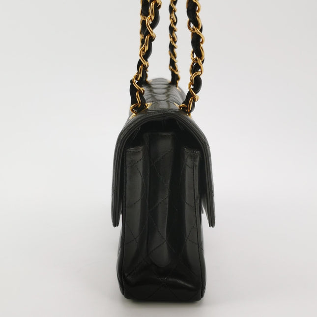 Chanel Double Sided Small Classic Flap Black Lambskin Leather 24k Gold Hardware, 1996-1997