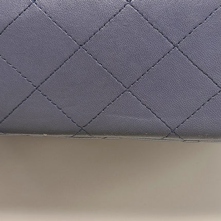 Chanel Classic Flap Maxi Ash Navy Lambskin Leather Double Flap Silver Hardware 2011