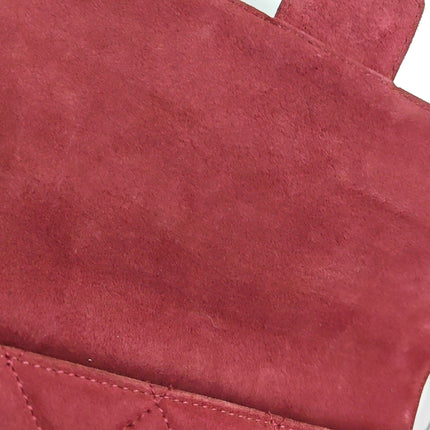Chanel Vintage Medium Flap Top Handle Bag Burgundy Suede Leather 1997-1999