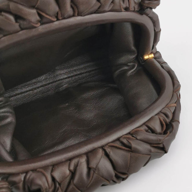 Sold Bottega Veneta Pouch Mini Intrecciato Dark Chocolate Brown Lambskin Leather Crossbody Bag