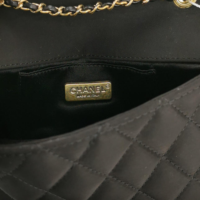 Chanel Classic Flap Extra Mini Black Silk Satin Quilted Gold-tone Hardware