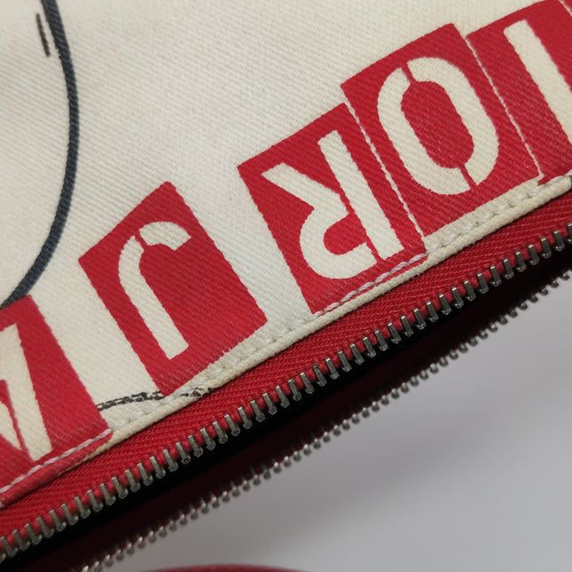 Dior Saddle Mini Classic Hardcore by John Galliano White Canvas Silver Hardware