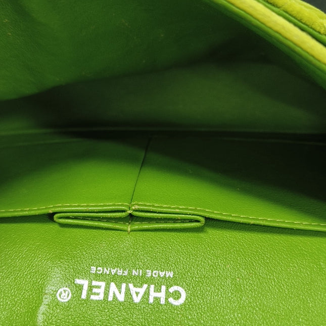 Sold Chanel Classic Flap Medium Green Velvet Black Hardware, 2014-2015