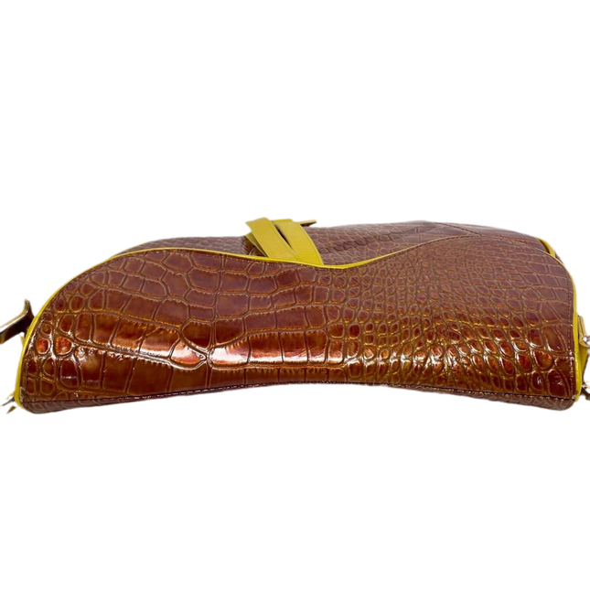 Sold Dior Saddle Brown Medium Crocodile embossed Leather Handbag