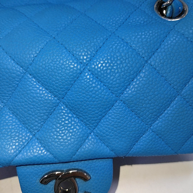 Chanel Classic Flap Rectangular Mini Blue Caviar Leather