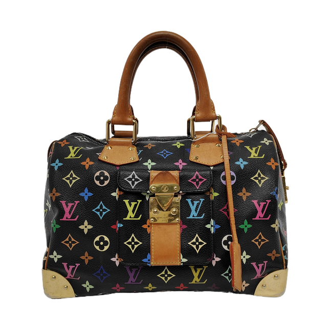 Louis Vuitton x Takashi Murakami Speedy 30 Lock Black Multicolor-Luxbags