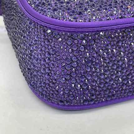 Versace La Medusa Mini Crystal Embellished Top Handle Bag in Purple