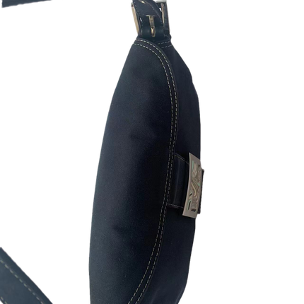 FENDI Baguette Blue Denim Navy Shoulder Bag with Enamel Buckle