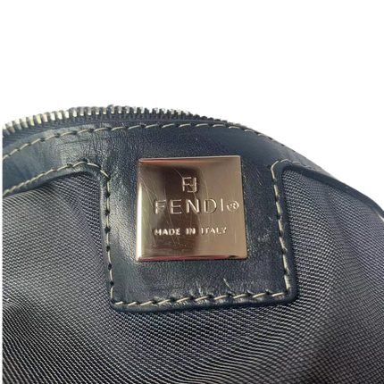 FENDI Baguette Blue Denim Navy Shoulder Bag with Enamel Buckle