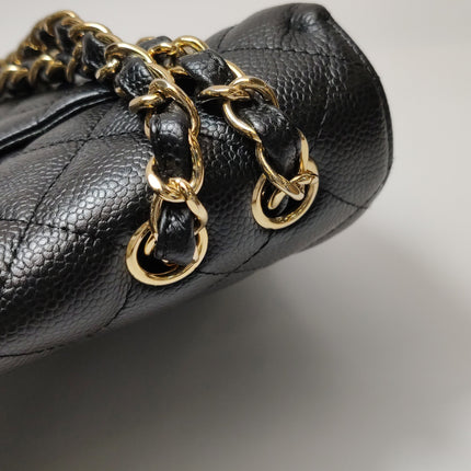 Chanel Classic Flap Jumbo Black Caviar Leather Single Flap 24k Gold Hardware 2008