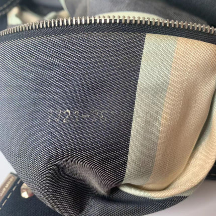 FENDI Baguette Blue Denim Navy Shoulder Bag with Enamel Buckle