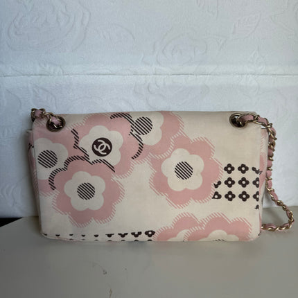 Chanel Camellia Flap Bag Pink Floral Printed Satin Medium, 2005-2006
