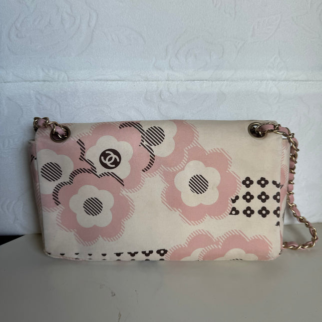 Chanel Camellia Flap Bag Pink Floral Printed Satin Medium, 2005-2006