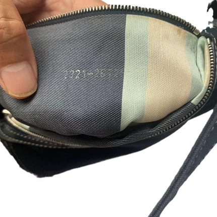 FENDI Baguette Blue Denim Navy Shoulder Bag with Enamel Buckle