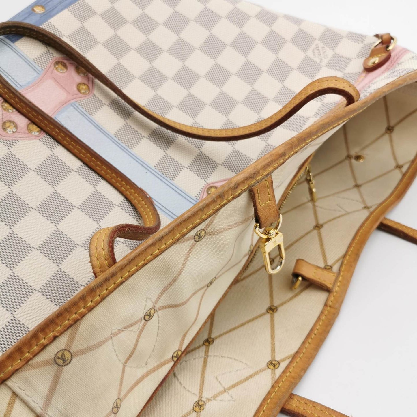 Louis Vuitton Damier Azur Summer Trunks Neverfull MM White