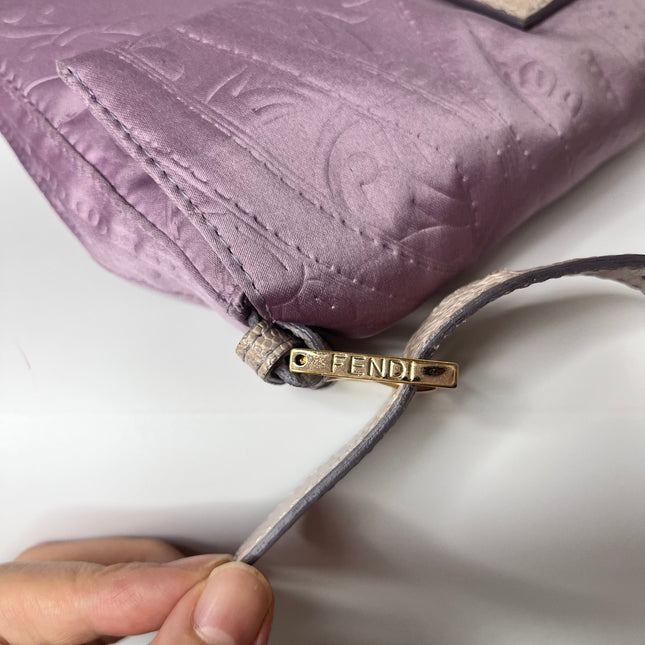 Sold FENDI Baguette Purple Silk with embossed pattern