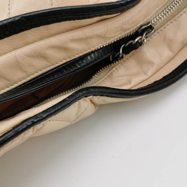 Chanel Gabrielle Hobo 2019 Beige and Black Leather Medium Crossbody Bag