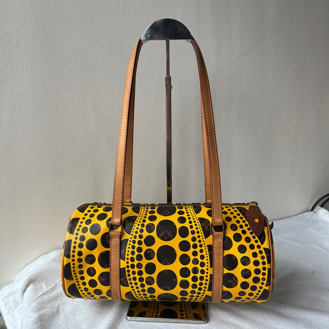Louis Vuitton x Kusama Papillon 28 Yellow Polka Dots Handbag