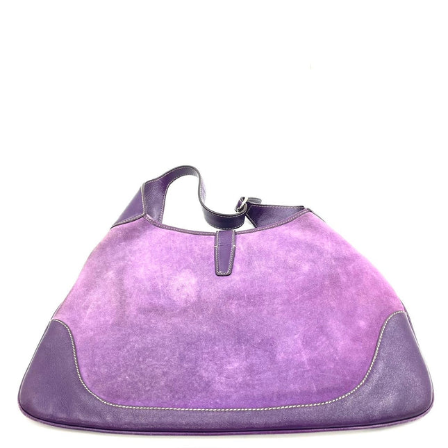 Gucci Jackie Vintage Large Purple Suede Leather Ringlets Decoration