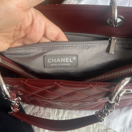 Chanel GST Grand Shopping Tote Burgundy Caviar Leather GM Silver Hardware