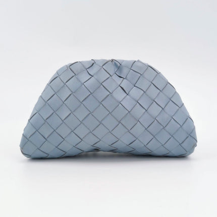 Bottega Veneta Pouch Mini Intrecciato Blue Lambskin Leather Crossbody Bag