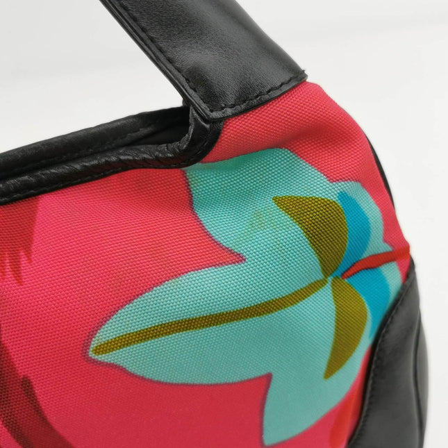 Gucci Jackie Vintage Mini Multicolor Floral Canvas Black Leather Shoulder Bag