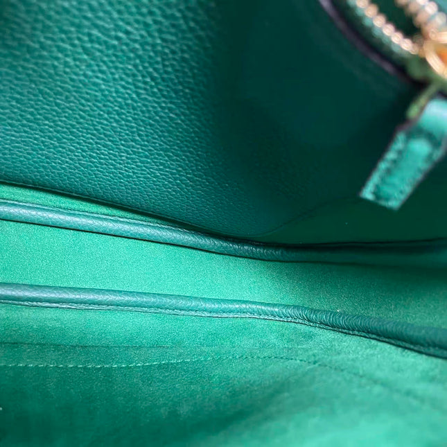 Gucci Jackie 1961 Green Grained Leather Bag Small with Adjustable Strap