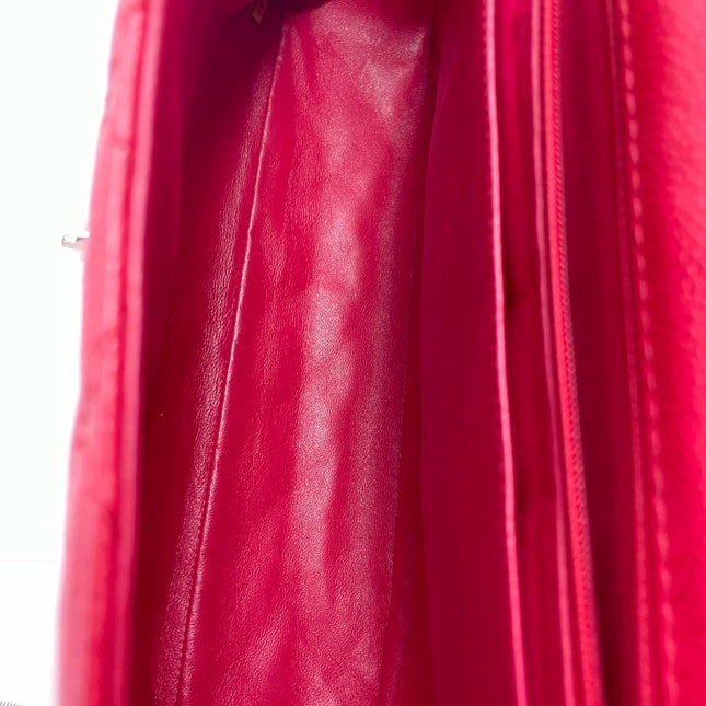 Chanel Classic Flap Maxi Red Caviar Leather Silver-tone Hardware Giant CC Logo