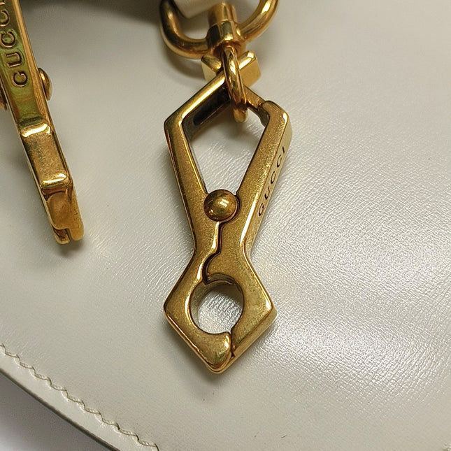 Gucci Bamboo 1947 Top Handle Bag Small White Box Leather Canvas Strap